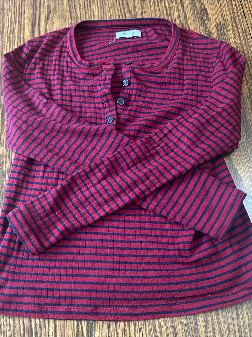 Madewell Woman’s  Red and Navy Striped Long-Sleeve Tee